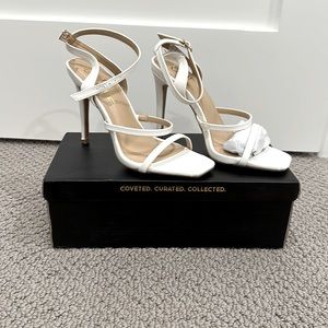 Lulus Leticiya White Strap Heel Sandal NWT
